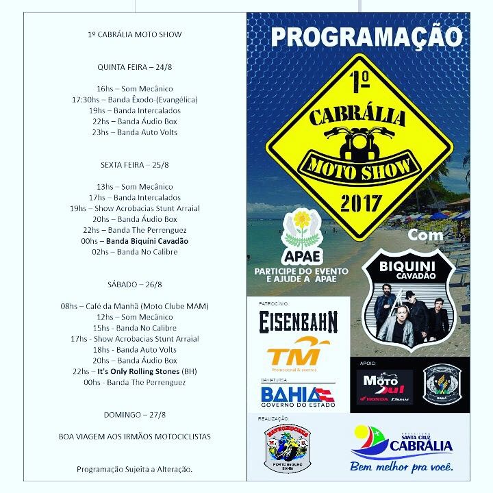 Santa Cruz Cabrália sedia o Primeiro Moto Show a partir desta quinta-feira 6