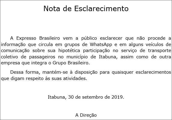 Expresso Brasileiro publica Nota e nega sua participação no trasporte coletivo em Itabuna 6