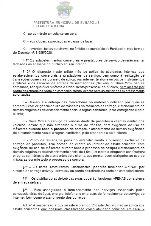 Toque de recolher: Prefeito de Eunápolis decretou a proibição de circulação de pessoas e veículos das 20:00 às 05:00 41